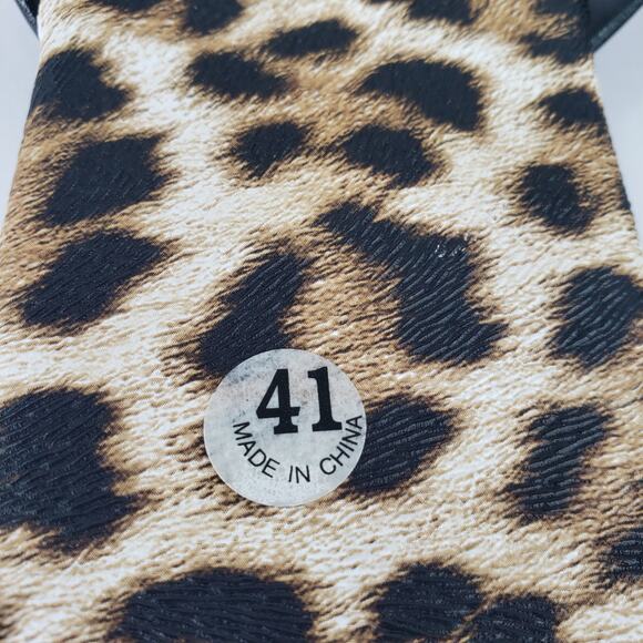 Leopard Print Flip Flops Womens 41 Size 10 Black Straps Sandals - Picture 7 of 9